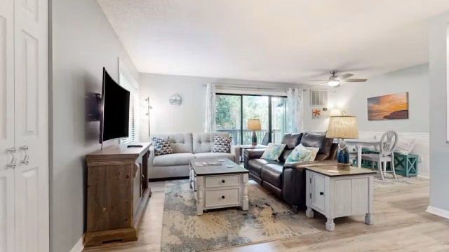 Enter into the beautiful living areas at the Funky Turtle Villa!